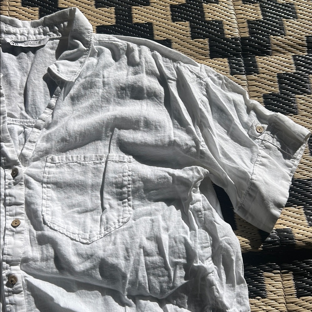EUC Zara Cropped Button Down Top with Pockets - Picture 3 of 4